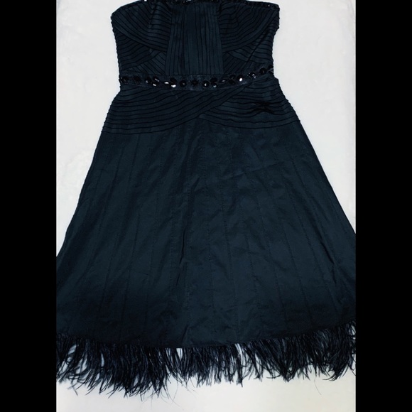 BCBGMaxAzria Black beaded  Dress Feathers - Picture 4 of 7